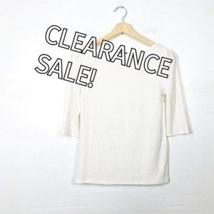 HALOGEN NWOT White Boat Neck Stretch 3/4 Sleeve Top Size XS